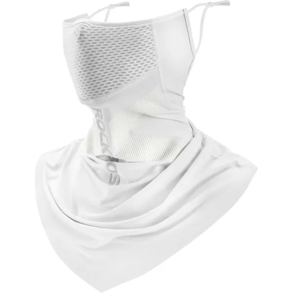 imageROCKBROS Cooling Neck Gaiter with Ear Loops Summer Face Coverings for Men Women Cycling Fishing MaskWhite