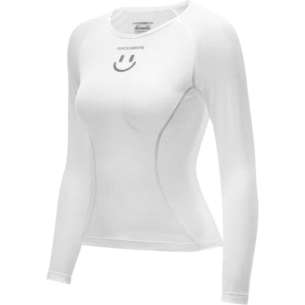 imageROCKBROS Cycling Base Layer Women Quick Dry Long Sleeve Cycling Jersey Compression Mesh Undershirt Breathable Biker ShirtsWhite