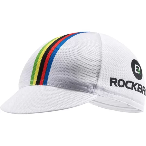imageROCKBROS Cycling Cap Sun Visor Ployester Breathable Hat for Men Women Motorcycle Caps Road Mountain BikeRainbow White