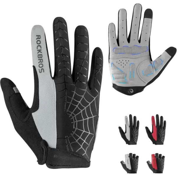 imageROCKBROS Cycling Gloves for Men Mountain Bike Gloves Bicycle Gloves SBR Pad AntiSlip Road Riding Gloves for Spring Autumn Breathable Sports GlovesGray