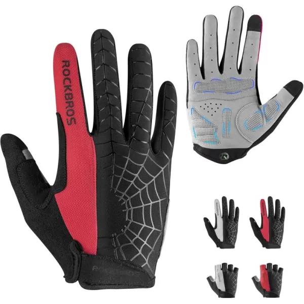 imageROCKBROS Cycling Gloves for Men Mountain Bike Gloves Bicycle Gloves SBR Pad AntiSlip Road Riding Gloves for Spring Autumn Breathable Sports GlovesRed Black