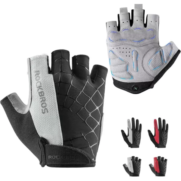 imageROCKBROS Cycling Gloves for Men Mountain Bike Gloves Bicycle Gloves SBR Pad AntiSlip Road Riding Gloves for Spring Autumn Breathable Sports GlovesShortGray