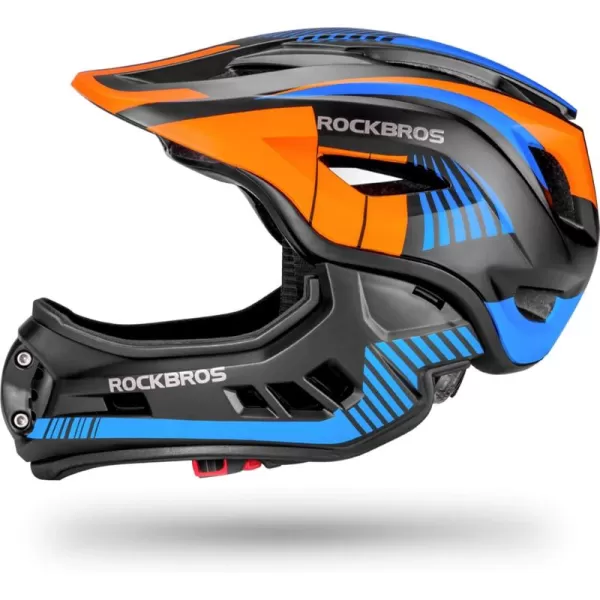 imageROCKBROS Kids Full Face Helmet Kids Bike Helmets Lightweight Toddler Mountain Bike Helmet Detachable for MTB BMX Skating Cycling Scooter Safety Bicycle Helmets for Youth Child Boys Girls Ages 316Black Orange