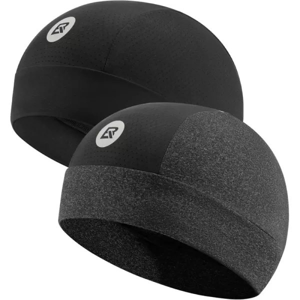 imageROCKBROS Skull Cap Cooling Helmet Liner Beanie Mesh Cycling Running Hat for Men Women Fits Under HelmetsBlackgrey