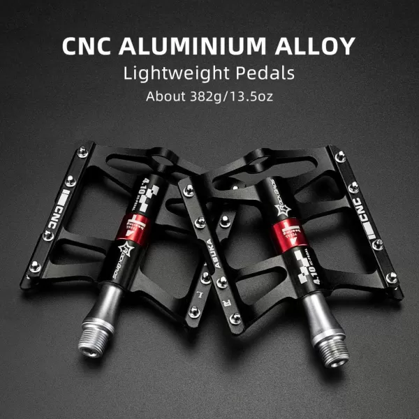 imageROCKBROS 4 Bearings Mountain Bike Pedals MTB Padals Platform Flat Bike Pedals Aluminum Alloy 916quotBlack