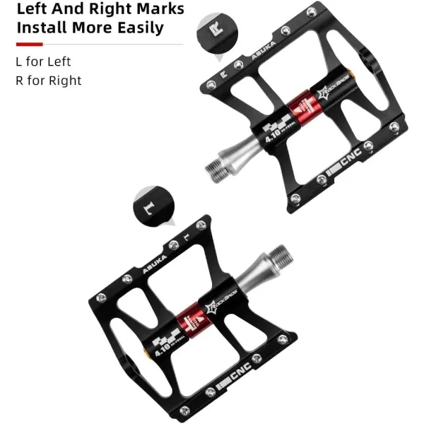 imageROCKBROS 4 Bearings Mountain Bike Pedals MTB Padals Platform Flat Bike Pedals Aluminum Alloy 916quotBlack