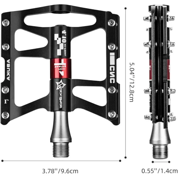 imageROCKBROS 4 Bearings Mountain Bike Pedals MTB Padals Platform Flat Bike Pedals Aluminum Alloy 916quotBlack