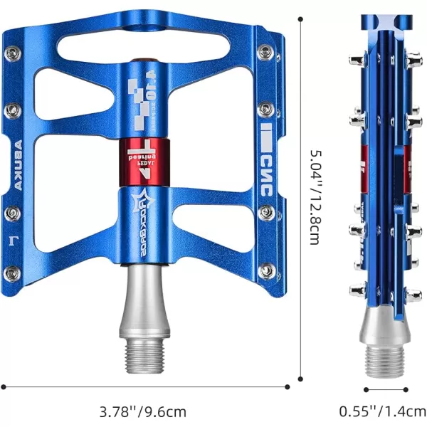 imageROCKBROS 4 Bearings Mountain Bike Pedals MTB Padals Platform Flat Bike Pedals Aluminum Alloy 916quotBlue