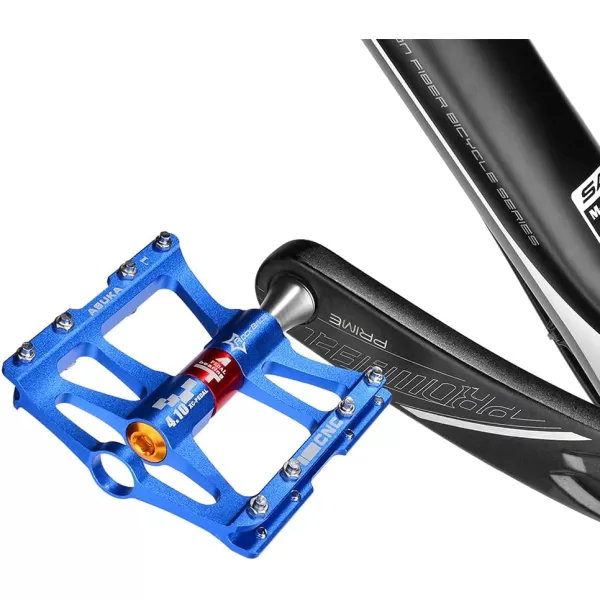 imageROCKBROS 4 Bearings Mountain Bike Pedals MTB Padals Platform Flat Bike Pedals Aluminum Alloy 916quotBlue