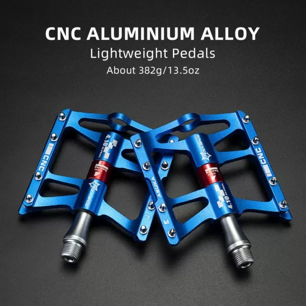 imageROCKBROS 4 Bearings Mountain Bike Pedals MTB Padals Platform Flat Bike Pedals Aluminum Alloy 916quotBlue