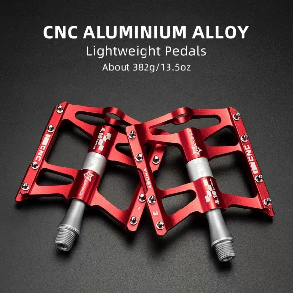 imageROCKBROS 4 Bearings Mountain Bike Pedals MTB Padals Platform Flat Bike Pedals Aluminum Alloy 916quotRed