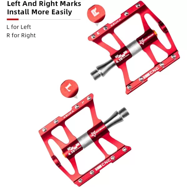 imageROCKBROS 4 Bearings Mountain Bike Pedals MTB Padals Platform Flat Bike Pedals Aluminum Alloy 916quotRed