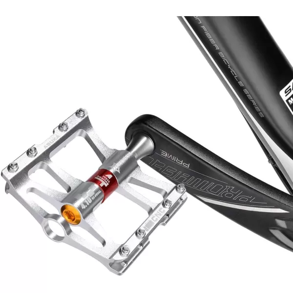 imageROCKBROS 4 Bearings Mountain Bike Pedals MTB Padals Platform Flat Bike Pedals Aluminum Alloy 916quotSilver