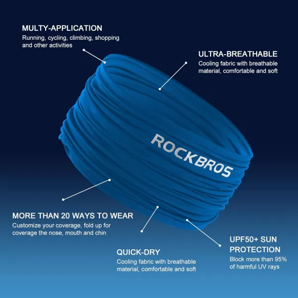imageROCKBROS Cooling Neck Gaiter Bandana Face Mask for Men Neck Gaiters Summer Half Face Scarf Cover Sun UV ProtectionBlue