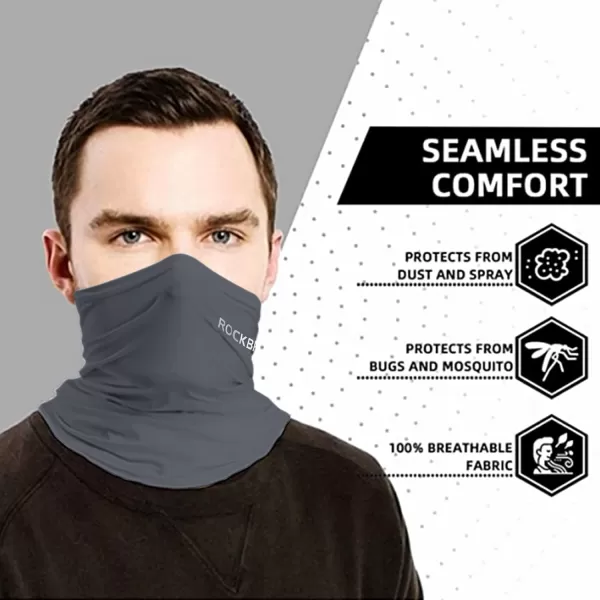 imageROCKBROS Cooling Neck Gaiter Bandana Face Mask for Men Neck Gaiters Summer Half Face Scarf Cover Sun UV ProtectionDark Gray