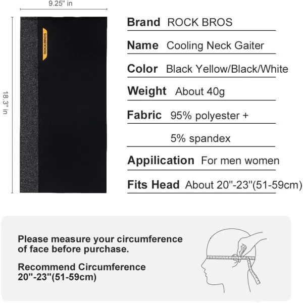 imageROCKBROS Cooling Neck Gaiter Face Mask Fishing Scarf Face Cover for Men WomenBlack Yellow