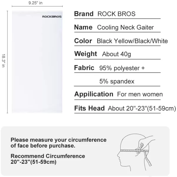 imageROCKBROS Cooling Neck Gaiter Face Mask Fishing Scarf Face Cover for Men WomenWhite