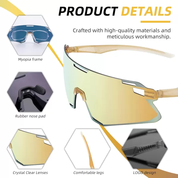imageROCKBROS Cycling Glasses For Men UV Protection Bike Glasses For Men Cycling Sunglasses Sports Glasses for Running MTBGold