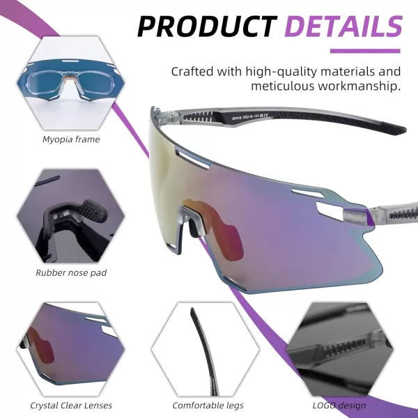 imageROCKBROS Cycling Glasses For Men UV Protection Bike Glasses For Men Cycling Sunglasses Sports Glasses for Running MTBPurple