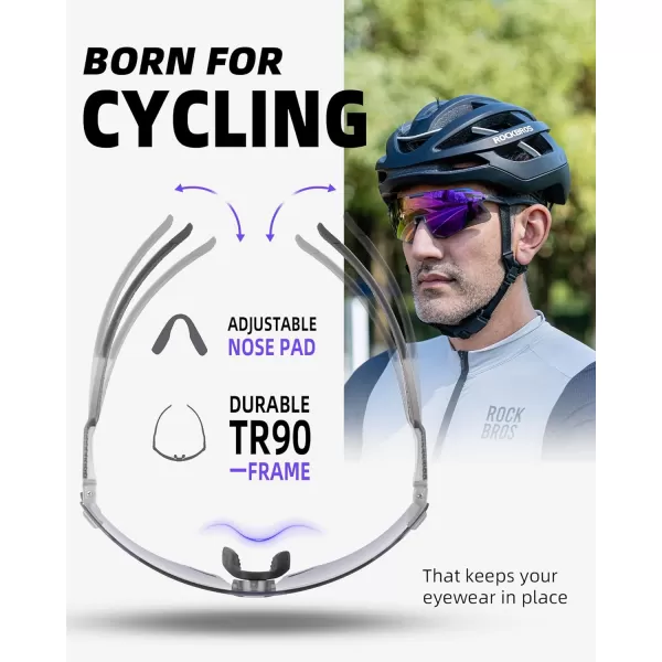 imageROCKBROS Cycling Glasses For Men UV Protection Bike Glasses For Men Cycling Sunglasses Sports Glasses for Running MTBPurple