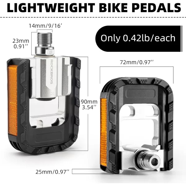 imageROCKBROS Folding Bike Pedals Aluminum Alloy Foldable Bicycle Pedals 916 Inch Lightweight with Reflective StripsampampNon Slip for Folding Bike Electric Bike
