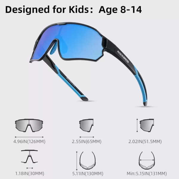 imageROCKBROS Kids Polarized Sunglasses Cycling Glasses Sport Sunglasses UV400 Protection for Youth Boys Girls Age 814Black