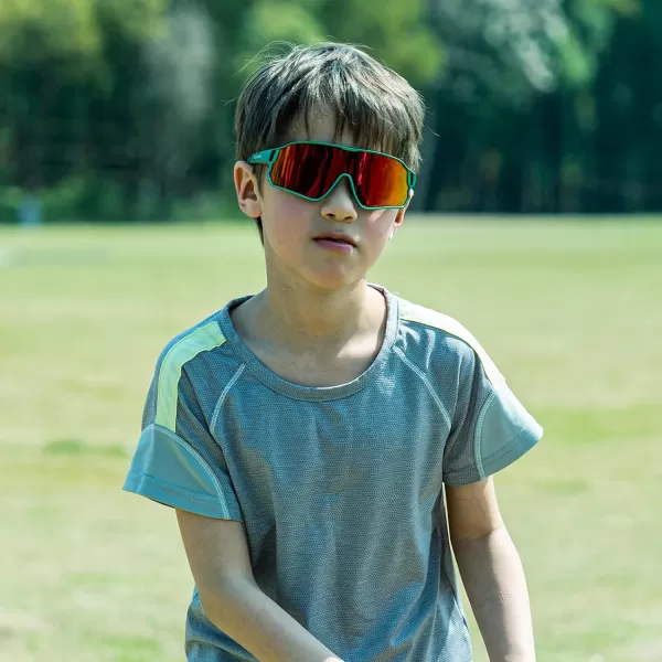 imageROCKBROS Kids Polarized Sunglasses Cycling Glasses Sport Sunglasses UV400 Protection for Youth Boys Girls Age 814Green