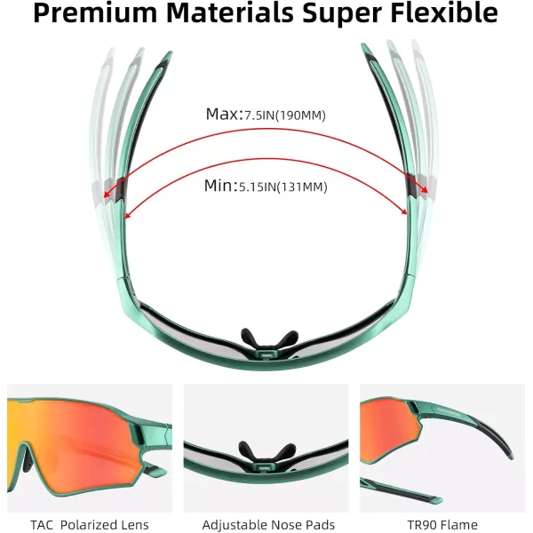 imageROCKBROS Kids Polarized Sunglasses Cycling Glasses Sport Sunglasses UV400 Protection for Youth Boys Girls Age 814Green