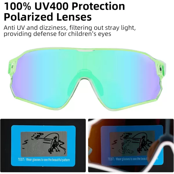 imageROCKBROS Kids Polarized Sunglasses Cycling Glasses Sport Sunglasses UV400 Protection for Youth Boys Girls Age 814Olive Green