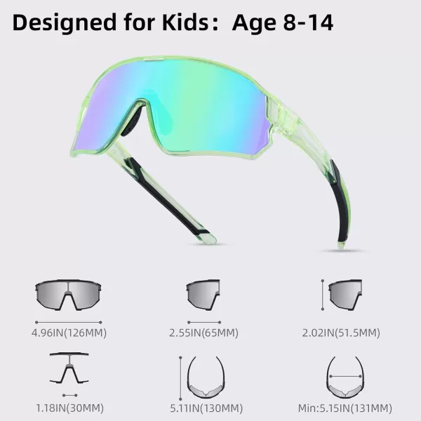 imageROCKBROS Kids Polarized Sunglasses Cycling Glasses Sport Sunglasses UV400 Protection for Youth Boys Girls Age 814Olive Green