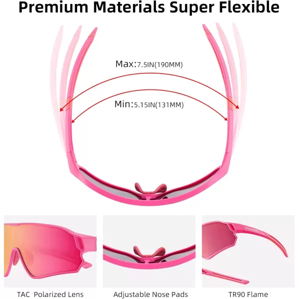 imageROCKBROS Kids Polarized Sunglasses Cycling Glasses Sport Sunglasses UV400 Protection for Youth Boys Girls Age 814Pink