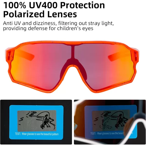 imageROCKBROS Kids Polarized Sunglasses Cycling Glasses Sport Sunglasses UV400 Protection for Youth Boys Girls Age 814Red Black Spot