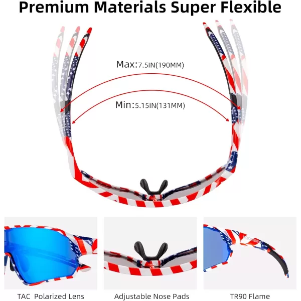 imageROCKBROS Kids Polarized Sunglasses Cycling Glasses Sport Sunglasses UV400 Protection for Youth Boys Girls Age 814Us Flag