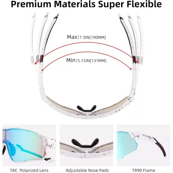 imageROCKBROS Kids Polarized Sunglasses Cycling Glasses Sport Sunglasses UV400 Protection for Youth Boys Girls Age 814White Black Spot