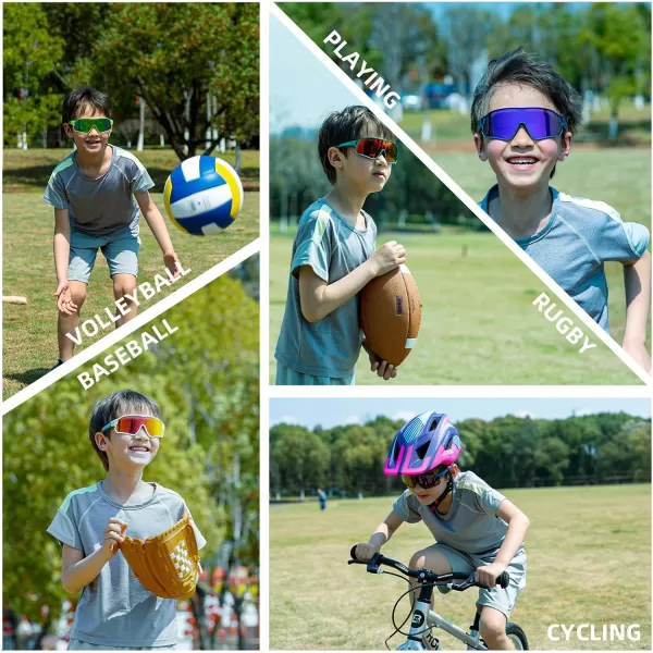 imageROCKBROS Kids Polarized Sunglasses Cycling Glasses Sport Sunglasses UV400 Protection for Youth Boys Girls Age 814White Black Spot