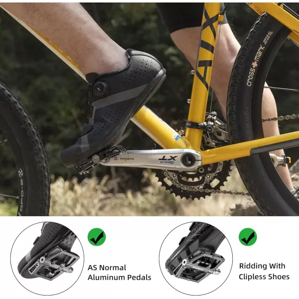imageROCKBROS MTB Mountain Bike Pedals Compatible with SPD Mountain Bike Dual Function Sealed Clipless Aluminum Bicycle Flat Platform 916quot Pedals with Cleats for Road MTB Mountain Bikesblack