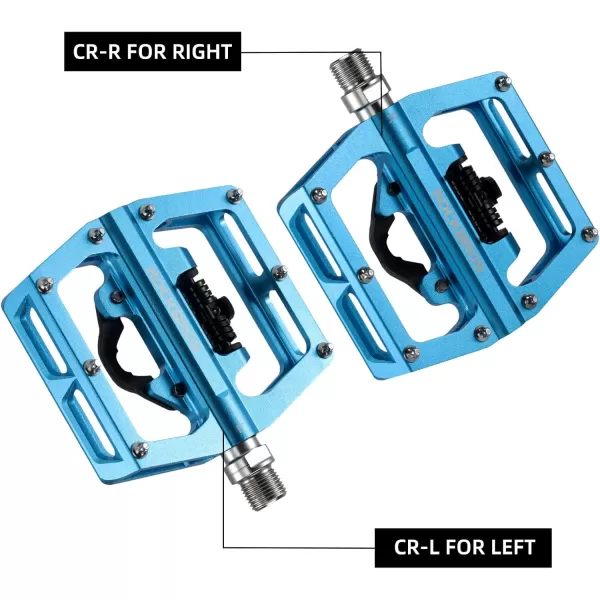 imageROCKBROS MTB Mountain Bike Pedals Compatible with SPD Mountain Bike Dual Function Sealed Clipless Aluminum Bicycle Flat Platform 916quot Pedals with Cleats for Road MTB Mountain BikesBlue