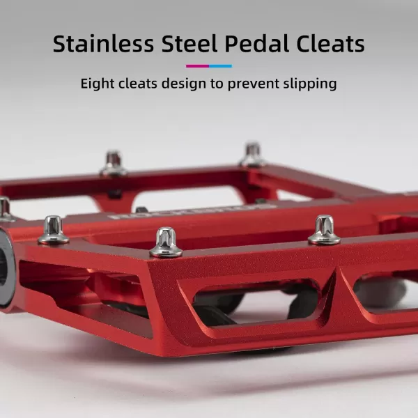 imageROCKBROS MTB Mountain Bike Pedals Compatible with SPD Mountain Bike Dual Function Sealed Clipless Aluminum Bicycle Flat Platform 916quot Pedals with Cleats for Road MTB Mountain BikesRed