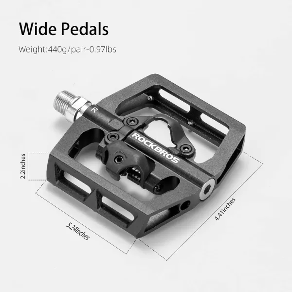 imageROCKBROS MTB Mountain Bike Pedals Compatible with SPD Mountain Bike Dual Function Sealed Clipless Aluminum Bicycle Flat Platform 916quot Pedals with Cleats for Road MTB Mountain Bikesblack