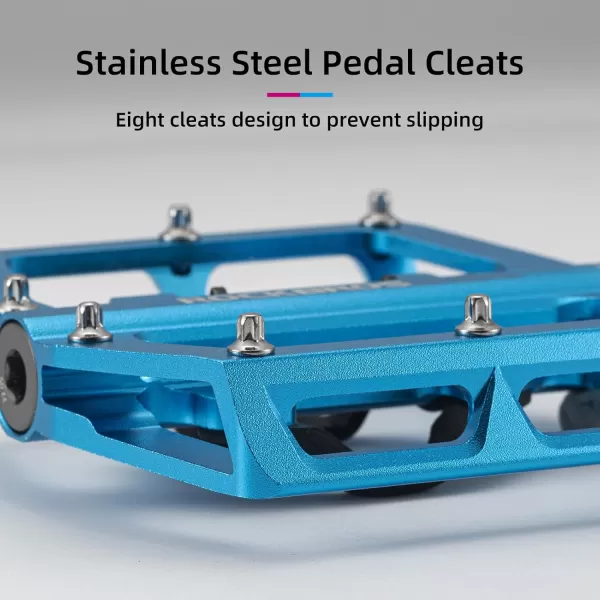 imageROCKBROS MTB Mountain Bike Pedals Compatible with SPD Mountain Bike Dual Function Sealed Clipless Aluminum Bicycle Flat Platform 916quot Pedals with Cleats for Road MTB Mountain BikesBlue