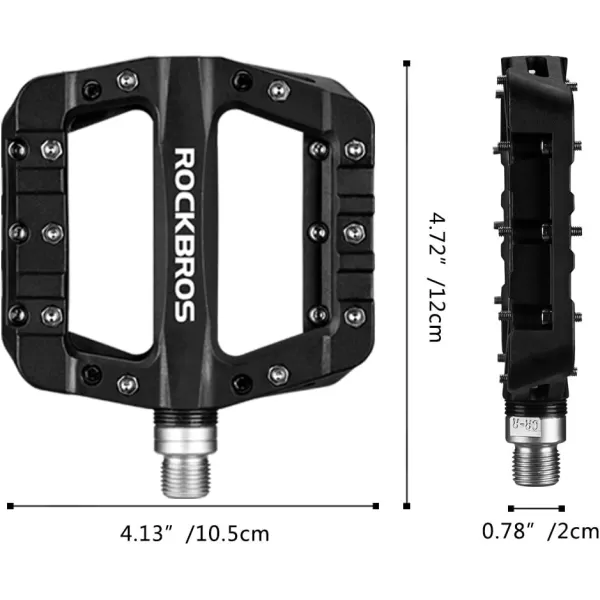imageROCKBROS MTB Pedals Mountain Bike Pedals Lightweight Nylon Fiber Bicycle Platform Pedals for BMX MTB 916quotBlack