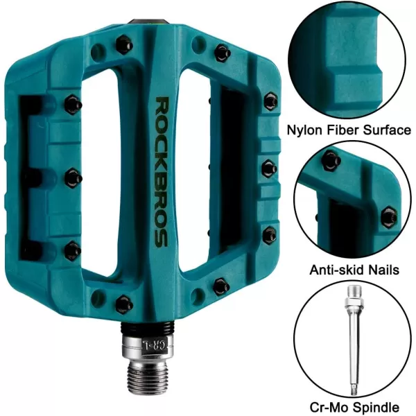 imageROCKBROS MTB Pedals Mountain Bike Pedals Lightweight Nylon Fiber Bicycle Platform Pedals for BMX MTB 916quotBlue