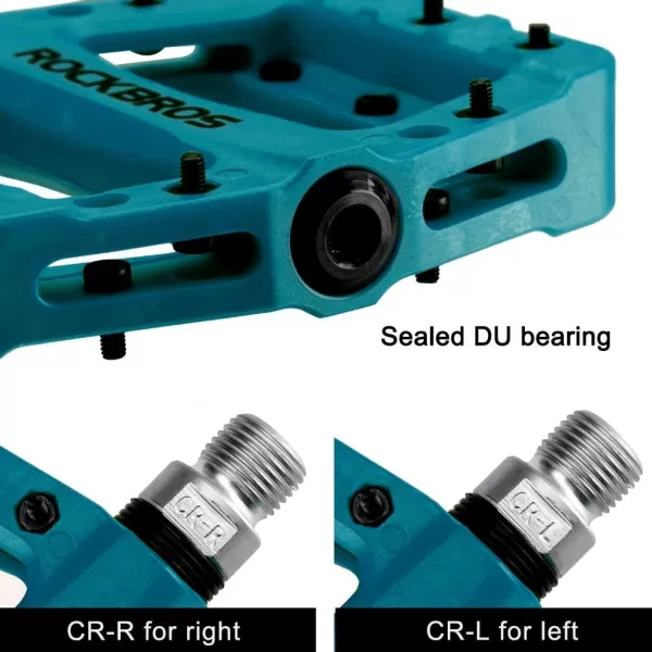 imageROCKBROS MTB Pedals Mountain Bike Pedals Lightweight Nylon Fiber Bicycle Platform Pedals for BMX MTB 916quotBlue