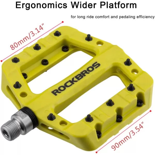imageROCKBROS MTB Pedals Mountain Bike Pedals Lightweight Nylon Fiber Bicycle Platform Pedals for BMX MTB 916quotGreen