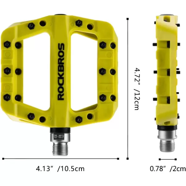 imageROCKBROS MTB Pedals Mountain Bike Pedals Lightweight Nylon Fiber Bicycle Platform Pedals for BMX MTB 916quotGreen