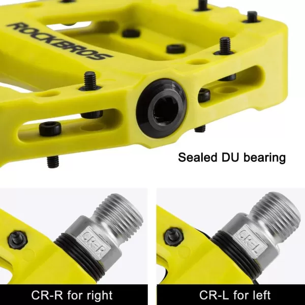 imageROCKBROS MTB Pedals Mountain Bike Pedals Lightweight Nylon Fiber Bicycle Platform Pedals for BMX MTB 916quotGreen
