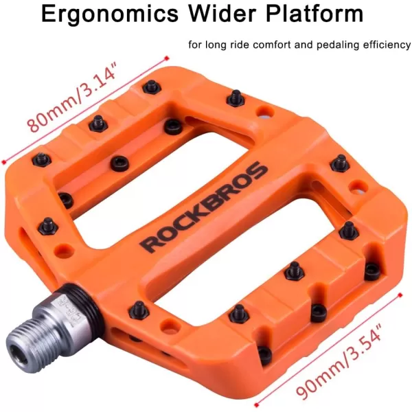 imageROCKBROS MTB Pedals Mountain Bike Pedals Lightweight Nylon Fiber Bicycle Platform Pedals for BMX MTB 916quotOrange