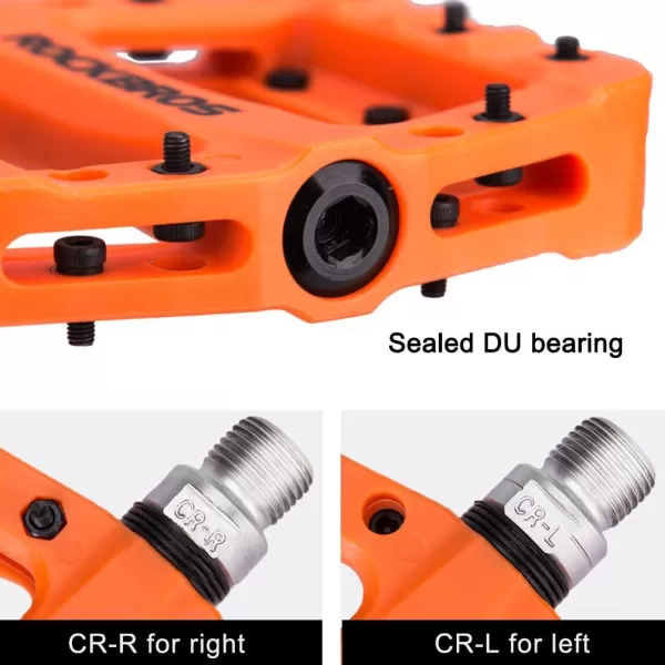imageROCKBROS MTB Pedals Mountain Bike Pedals Lightweight Nylon Fiber Bicycle Platform Pedals for BMX MTB 916quotOrange