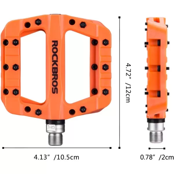 imageROCKBROS MTB Pedals Mountain Bike Pedals Lightweight Nylon Fiber Bicycle Platform Pedals for BMX MTB 916quotOrange