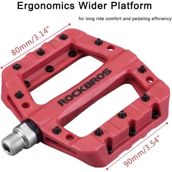 imageROCKBROS MTB Pedals Mountain Bike Pedals Lightweight Nylon Fiber Bicycle Platform Pedals for BMX MTB 916quotRed